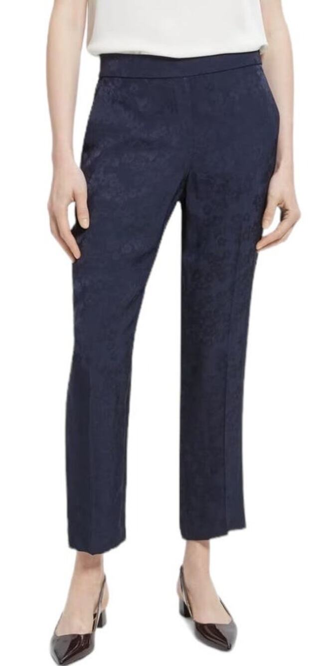 Theory pants Slim Pull-On Pant in Viscose Jacquard navy blue size 4 - Picture 1 of 7